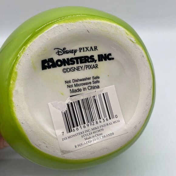 Disney Monsters Inc Mike Wazowski Mug Coffee 20 Oz. Ceramic 3D Figural Green - Picture 4 of 6